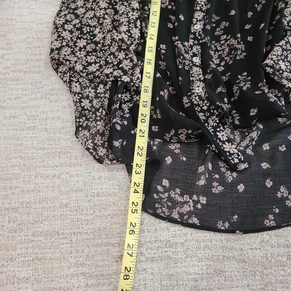 Free People Serena Floral Bell Sleeve Printed Blouse Black Multi Boho Sz Small - Picture 6 of 7